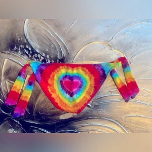 Bikini Tie Dye Corazón Arco Iris Traje de Baño Parte Inferior Nuevo Sin Etiquetas -Talla Mediana - Imagen 1 de 8
