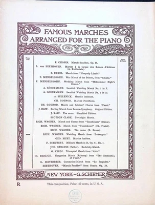 Wedding March Sheet Music Advanced Piano Solo Richard Wagner Lohengrin Pauer - Image 1 of 3