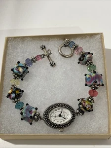 Quartz Watch Fine Lampworked Glass Beads  & Made with Swarovski Crystals - Picture 1 of 8