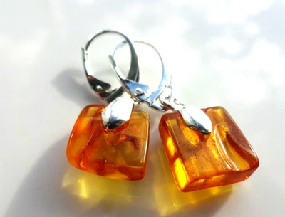 BRINCOS GENUÍNOS feitos à mão mel âmbar - Imagem 1 de 4