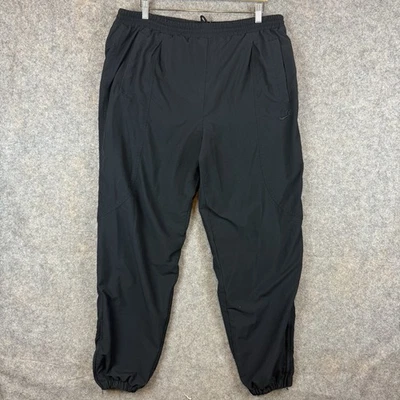 Vintage Nike Track Pants Mens Large Black Windbreaker Lined Baggy Ankle Zip Y2K - Image 1 of 4