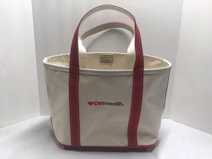 LL BEAN Canvas Boat and Tote Bag Red handles/bottom, with "CVS Health" USA - Picture 1 of 6