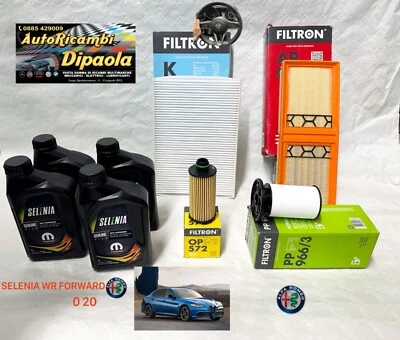 FIAT KIT TAGLIANDO ALFA ROMEO GIULIA 2.2 D DIESEL 150 180 209 cv SELENIA 0W20 FILTRI