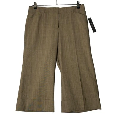 Pantalones cortos ELIE TAHARI Asa para mujer talla 10 mezcla de lana viscosa marrón a cuadros nuevos con etiquetas Foto 1 de 4