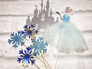 Frozen Cake Topper Set ..Elsa,Castle,snowflakes, ……Birthday Party - Picture 1 of 1