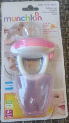 Munchkin Baby Food Feeder with Cap Babies 4+ Months Trying Pureed Foods PINK - Image 1 of 2