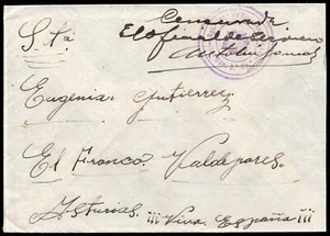 Asturias - Guerra Civil - Sobre marca "Rgt. Inf.ª de Simancas N.º 40 - 1ª BON .. - Imagen 1 de 1