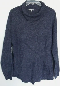 Yarra Trail JUMPER Wool blend light Knit Top Cowl neck Dark blue ~ Women sz L - Picture 1 of 5