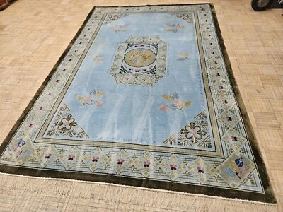 6x9 CHINESE RUG ART DECO SILK SINO AUTHENTIC 100% SILK ORIENTAL SUPER FINE - Image 1 of 4