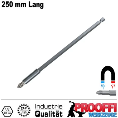 Magnet Bithalter 1/4" Verlängerung Akkuschrauber Bits 250 mm Extra Lang YT-04683 - Bild 1 von 2