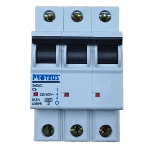 Proteus 3606C 6 Amp Type C Triple Pole Circuit Breaker 6kA MCB 6A New - Picture 1 of 6