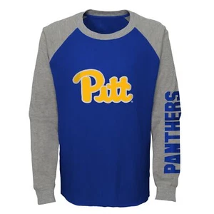 Outerstuff Pittsburgh Panthers NCAA Boy's Youth (8-20) Thermal Shirt, Royal/Grey - Picture 1 of 4