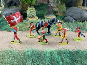Elastolin Germany - Lot of 6 Medieval Lansquenet & Horse Marching 1:45 (40mm) - Picture 1 of 6