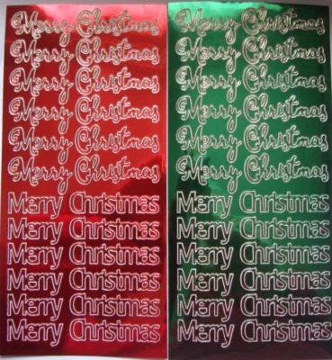 J.TRIM 2 sheets of Merry Christmas Mirri Peel-offs Red and Green 24 in total