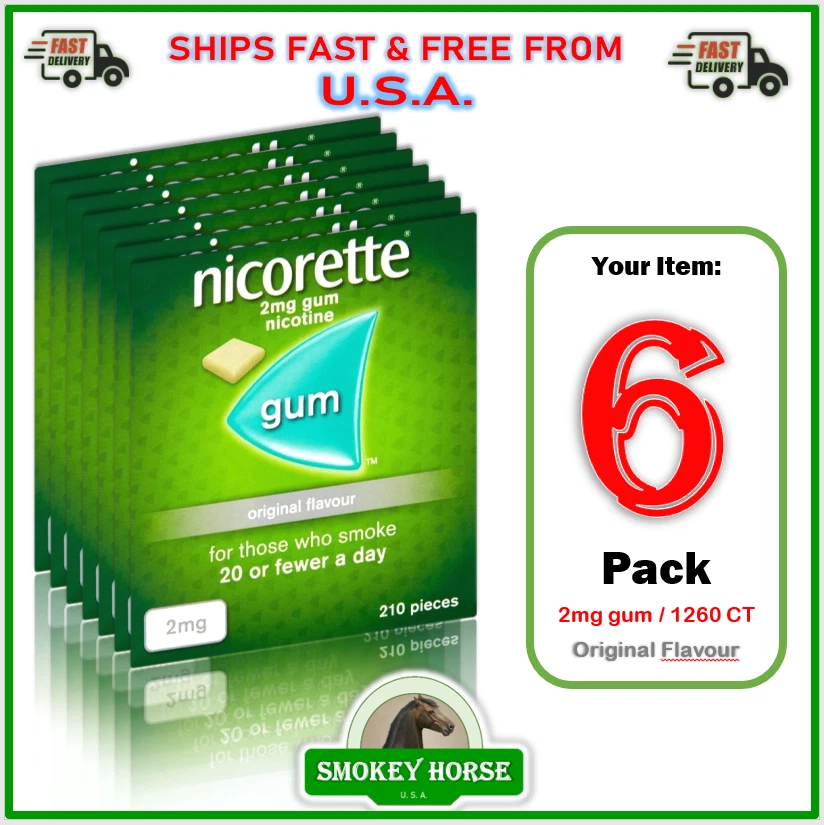 6X Nicorette ORIGINAL Flavour Gum 2MG 210 Pieces "USA SELLER--SHIPS SUPER FAST " - Image 1 of 1