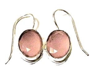 NATÜRLICHER R O S E N Q U A R Z Edelstein 925 Sterlingsilber Schmuck Ohrring