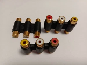 6 pcs Gold Plated 3 RCA Female Jack to 3 RCA Female Jack 3 Color Connector - Picture 1 of 4