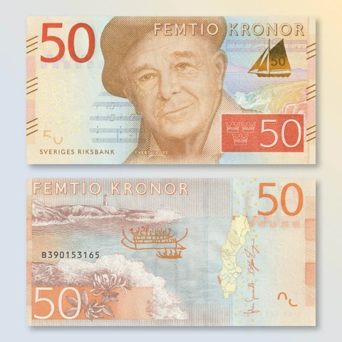 Sweden 50 Kronor, 2015, P70 (Evert Taube; Lighthouse) | UNC Cover