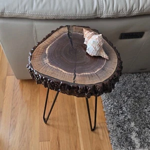 Walnut Live End Table / Side Table / Natural Edge Side Table / Pedestal - Picture 1 of 13