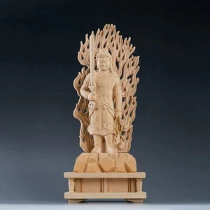 Japanese 不動明王 FUDOMYOUOU Wood carving Buddha statue H8inc from Japan 7606 - Picture 1 of 5