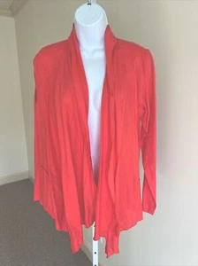 New Joan Vass Shape Shift Draped 100% Linen Jacket Small Coral - Picture 1 of 5