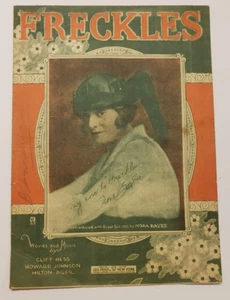 Sheet Music-Freckles Antique 1919 by Hess, Johnson, Ager signed by NORA BAYES - Picture 1 of 5