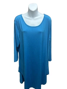 L & B Lucky and Blessed Womens Shirt Plus Size 3XL Long Sleeve New Blue Blouse - Picture 1 of 11