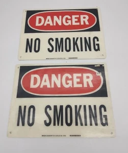 (2) Brady 47010 "DANGER NO SMOKING" Hard Plastic Warning Sign Signage 14" x 10" - Picture 1 of 4