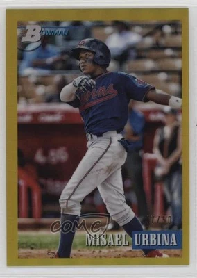 2021 Bowman Heritage Prospects Gold Chrome Refractor 37/50 Misael Urbina #184 - Image 1 of 3