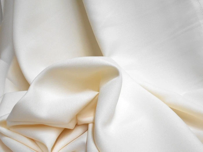45" Medium Weight Poly Crepe Fabric - Beautiful Drape Solid Color Ivory 4 Yards - Image 1 of 1