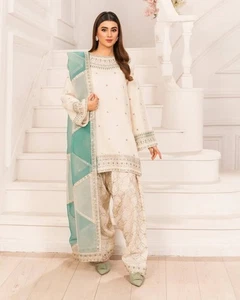 Paquistaní Farshi Salwar Kameez Listo para Hacer 3 Piezas Trajes Bollywood Boda Fiesta - Imagen 1 de 6