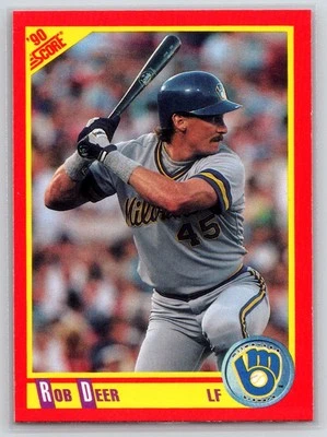 1990 Score #390 Rob Deer Milwaukee Brewers - Image 1 of 2