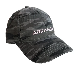 ✅NEW Pink Embroidery Arkansas Gray Camo Canvas Cap Hat ONE SIZE Adjustable Strap - Picture 1 of 10