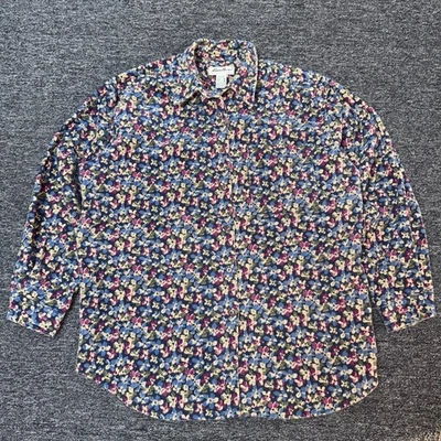 Camisa Top Vintage Eddie Bauer Floral Pana Botones - Mujer Talla M Multicolor Foto 1 de 4