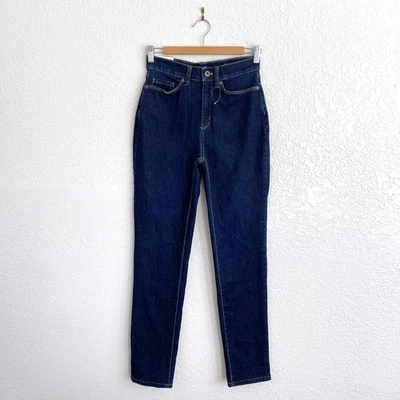 Pantalones de mezclilla Eddie Bauer Voyager tiro alto rectos forrados de vellón lavado oscuro para mujer 2 Foto 1 de 4