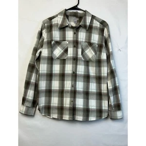 Carhartt Women's Size 8-10 Gray/White Plaid Long Sleeve Button Up Collared Shirt - Picture 1 of 8