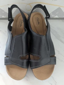 Women's Clarks Collection Size 10 Ultimate Comfort sling back sandal Black - Picture 1 of 11