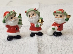 Vintage Miniature Bone China Christmas Figurines Santa Claus Napco Lot 3 EUC - Picture 1 of 9