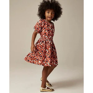 Crewcuts Ivory Red Floral Girls' puff-sleeve dress in cotton voile 7 Classic  - Picture 1 of 4