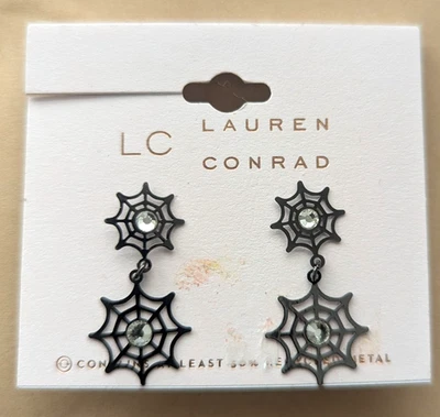 Pendientes LC Lauren Conrad - Telaraña - Brilla en la oscuridad - Nuevos con etiqueta Foto 1 de 2
