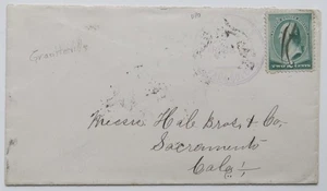 Scarce 1888 Nevada Graniteville Nevada County California OPO DPO to Sacramento - Picture 1 of 3