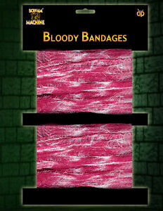2 x Halloween Bloody Gauze Bandages Prop Fancy Dress Blood Stained Gauze bandage