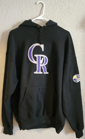 Men's Jerzees Colorado Rockies Black 2007 World Series Hoodie Sweatshirt Sz XL Cover