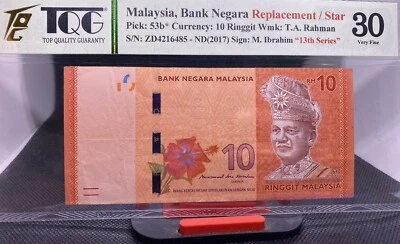 MALAYSIA 2017 RM10 RINGGIT ZD4216485 REPLACEMENT NOTES. - Image 1 of 4