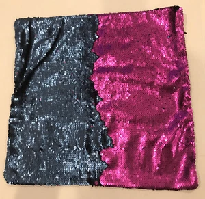 Sequined Reversible Pillow Case 16”x16”lot Of 2 blue silver purple navy Blue - Picture 1 of 4