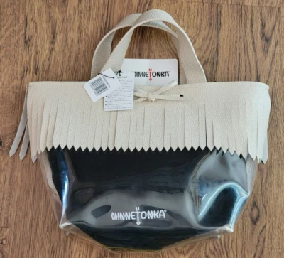 Bolsa de mão Minnetonka genuína com franjas para estádio com forro preto removível - Imagem 1 de 4