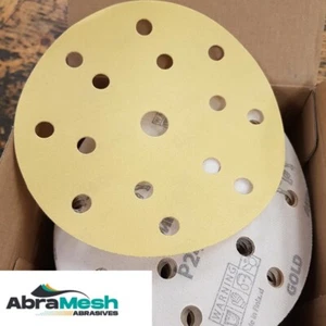 AbraMesh Gold wie Mirka Gold - 150 mm 15 Loch Schleifscheibe 25 Scheiben - Bild 1 von 3