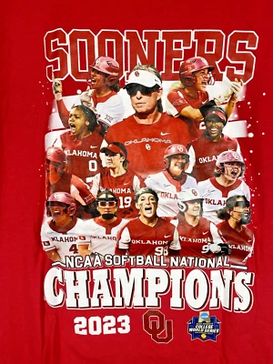 OU Softball T Shirt Size Medium Womens NCAA National Champions Oklahoma Sooners - Image 1 of 4