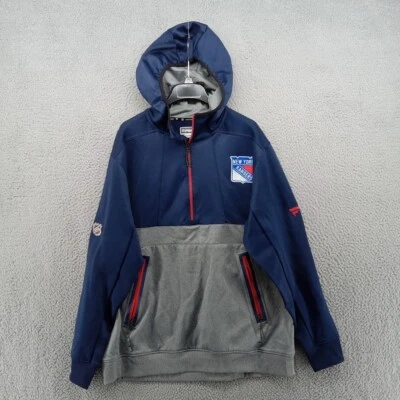 New York Rangers Sweater Mens Large Blue Gray Fanatics Authentic Pro 1/2 Zip - Image 1 of 4
