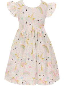 Little Girl Dress Kids Unicorn Rainbow Party Summer Flower Girl Dress 2T-8 - Picture 1 of 5